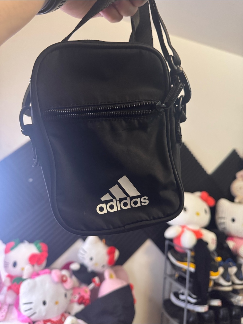 adidas Black Small Crossbody Pouch with Front Zip